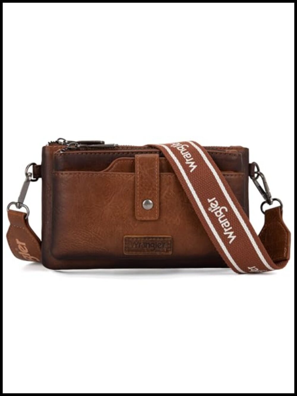 Wrangler Crossbody Wallet Purse Dual Zipper Guitar Strap Card Holder